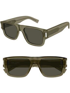 Saint Laurent SL659 003 54mm Square Rectangle Sunglasses Taupe Brown